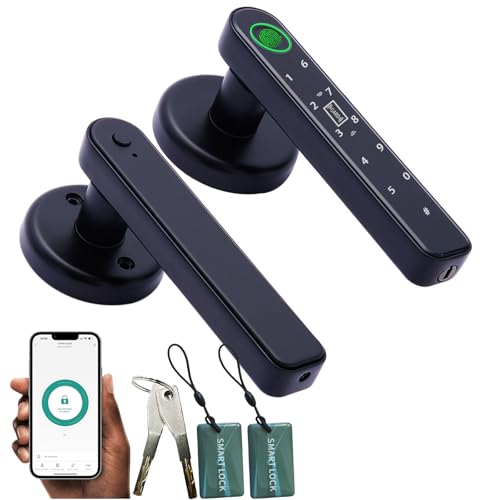 Smart Fingerprint Door Lock - 5-in-1 with App Control, Black