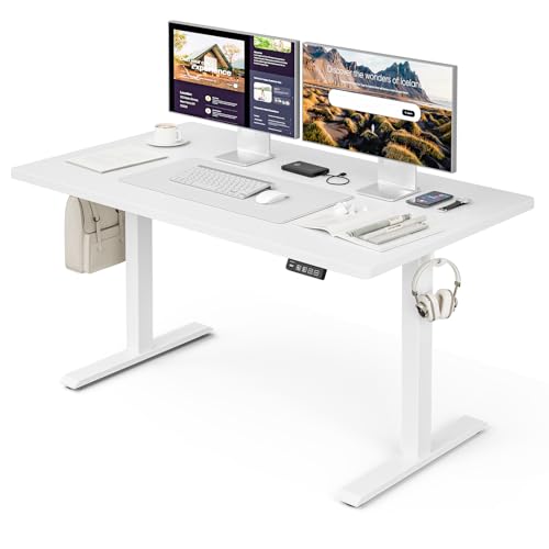 Height Adjustable Electric Standing Desk - Ergonomic White - 100 x 60 cm