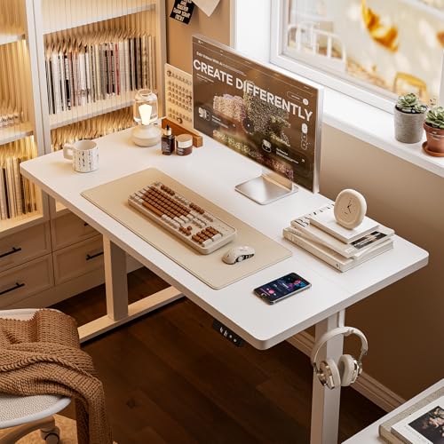 Height Adjustable Electric Standing Desk - Ergonomic White - 100 x 60 cm