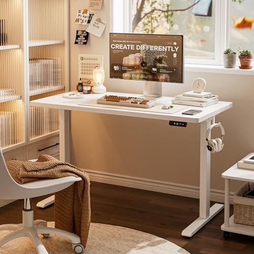 Height Adjustable Electric Standing Desk - Ergonomic White - 100 x 60 cm