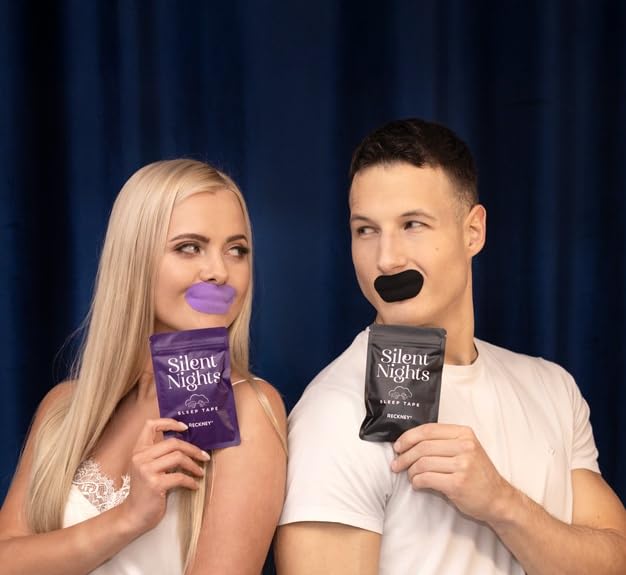 RECKNEY Mouth Tape - Hypoallergenic Sleep Strips - Soft Fabric - Black