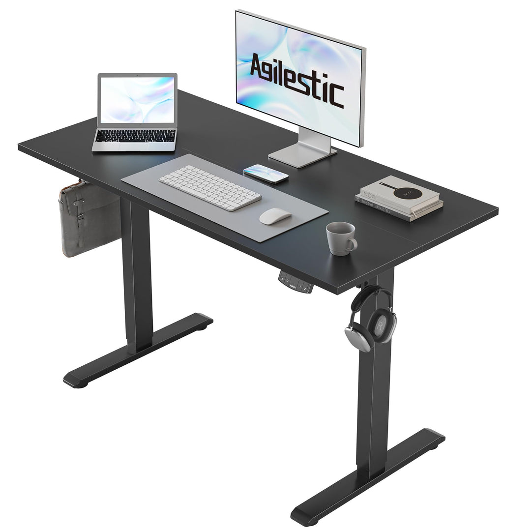 Agilestic electric standing desk in black with height adjustable feature
