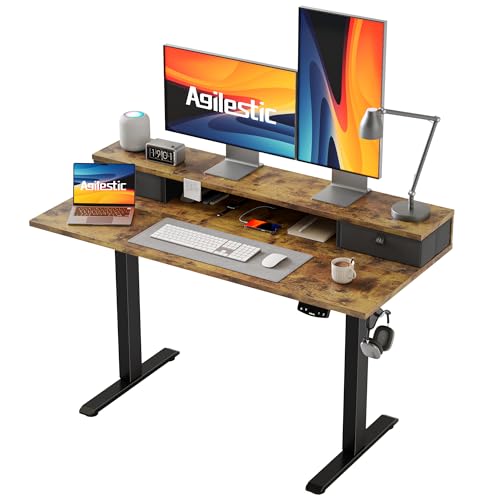 Agilestic Electric Adjustable Height Desk with Drawers - 120 x 60 cm - Brown