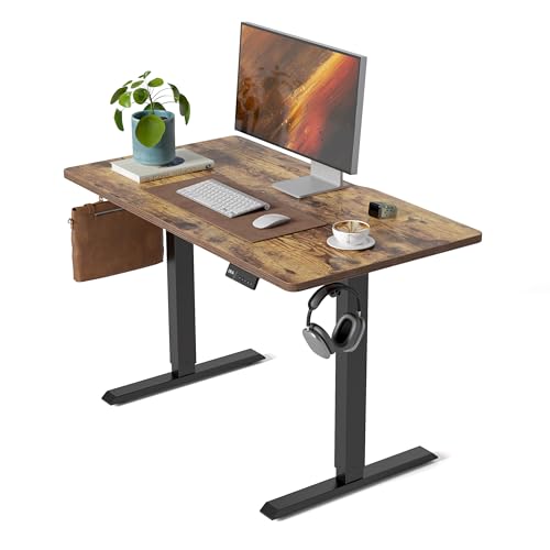 Ergonomic Electric Height Adjustable Desk - 100 x 60 cm - Rustic Wood Grain