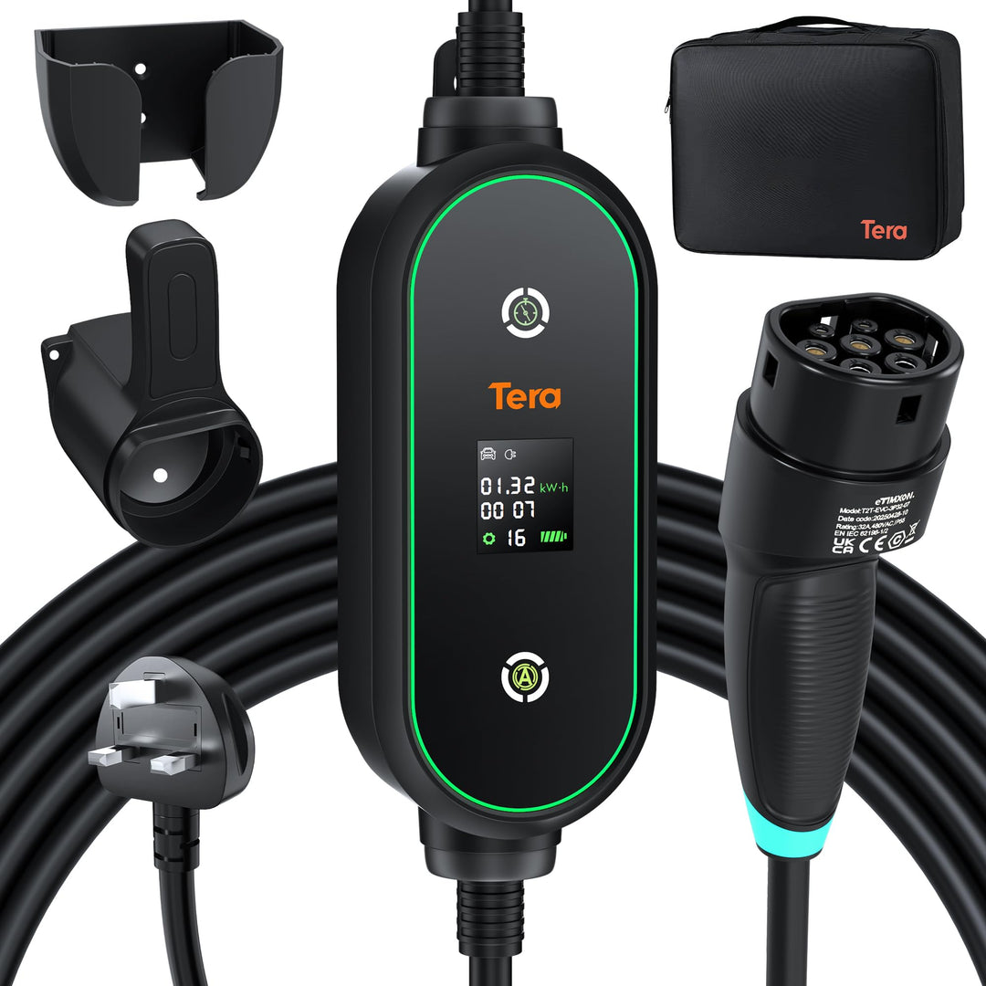 Tera Portable Electric Car Charger Type 2 with adjustable settings