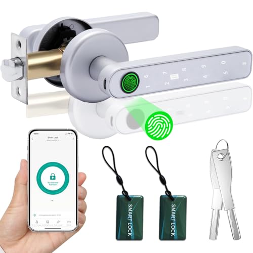 Fingerprint Smart Door Lock - Keyless Entry with Biometric and APP Control - Silver