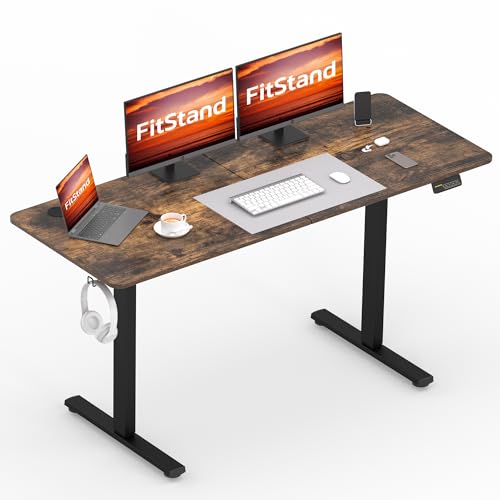 Height Adjustable Electric Sit-Stand Desk - Rustic Brown - 140x60cm