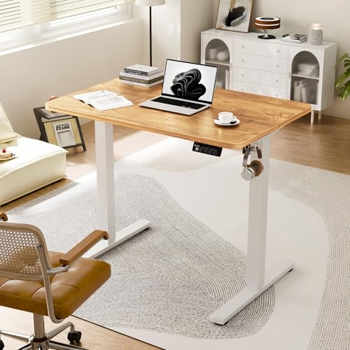 Height Adjustable Electric Standing Desk 90x60cm - Light Rustic Brown