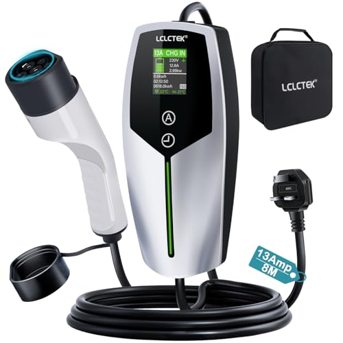 3 Pin EV Charger Cable Type 2 - 8m Portable Electric Car Charger with LED Display
