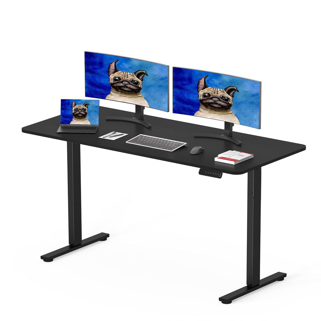 Height adjustable sit-stand desk with smart memory controller in black