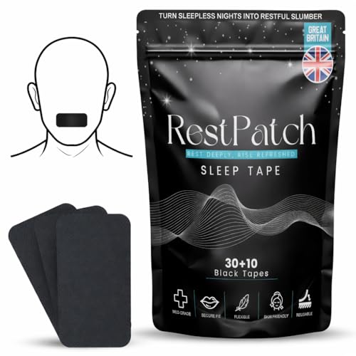 Sleep Aid Mouth Tape - 40 Gentle Removal Black Tape for Breathing Improvement