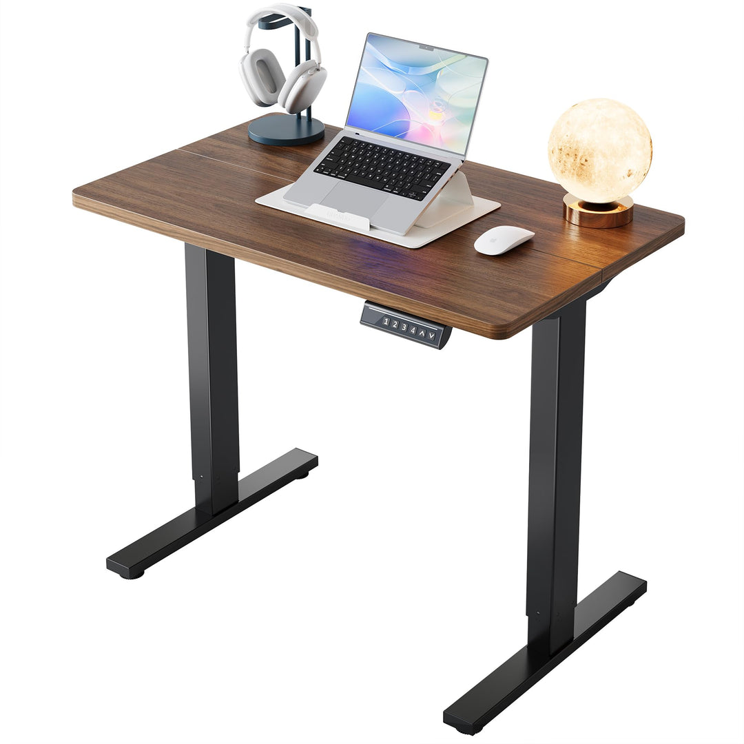 Electric standing desk with adjustable height and memory settings