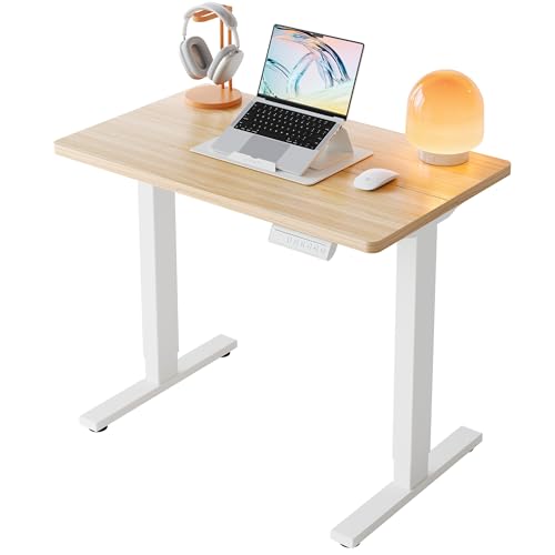 Electric Standing Desk - Adjustable Height - Light Walnut - Small - 80cm