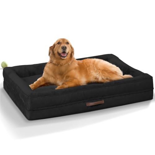 Waterproof Orthopedic Dog Bed - Egg Foam, Removable Cover, Non-Slip, Black - 91x61x18cm