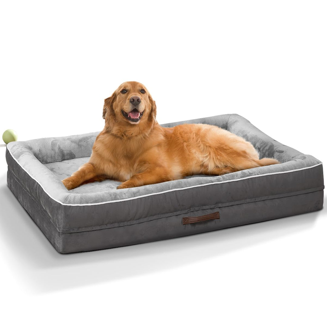 XL orthopedic dog bed with egg foam cushion in gray