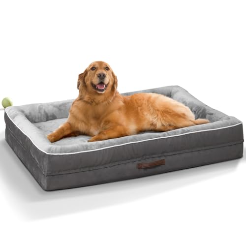 XL Orthopedic Dog Bed with Egg Foam Cushion - Gray - Washable Cover