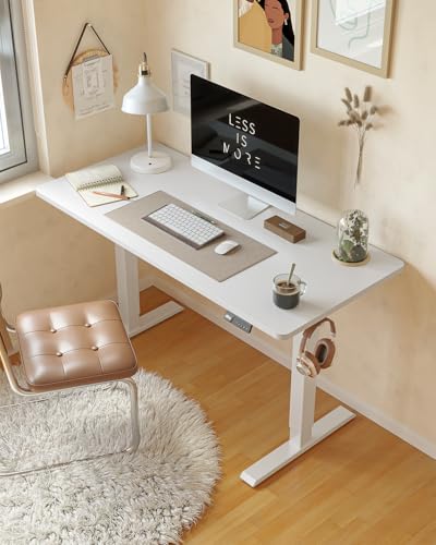 Electric Standing Desk - Height Adjustable 100 x 60 cm with Digital Display Panel - White Wood Grain