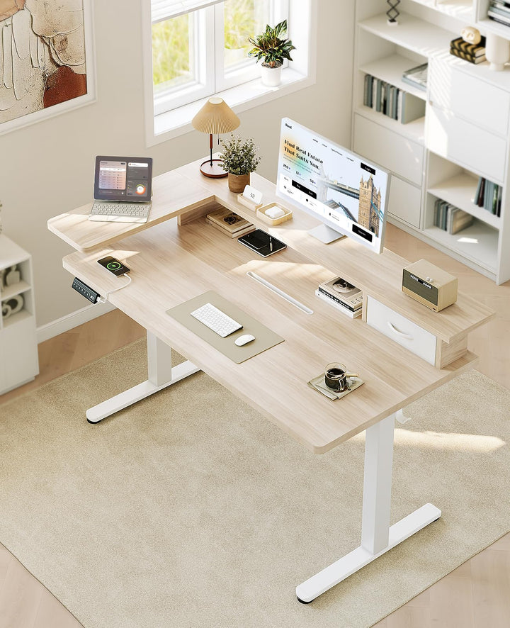 Electric Standing Desk - Height Adjustable - Ergonomic - Beige - 120cm