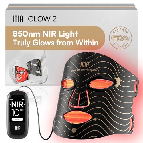 INIA LED Face Mask - Red Light Therapy with 220 LED Chips, Rechargeable