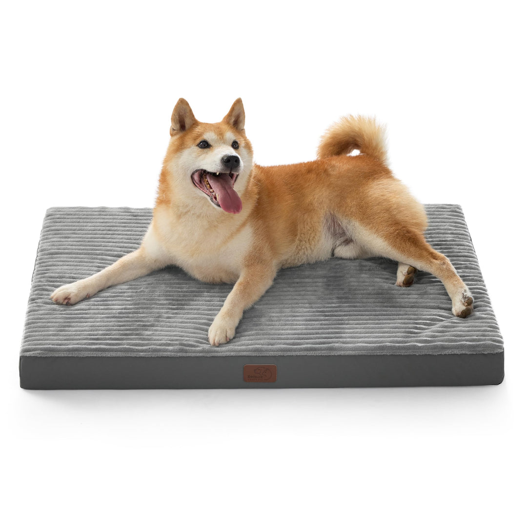 Medium dog bed with orthopedic support in grey