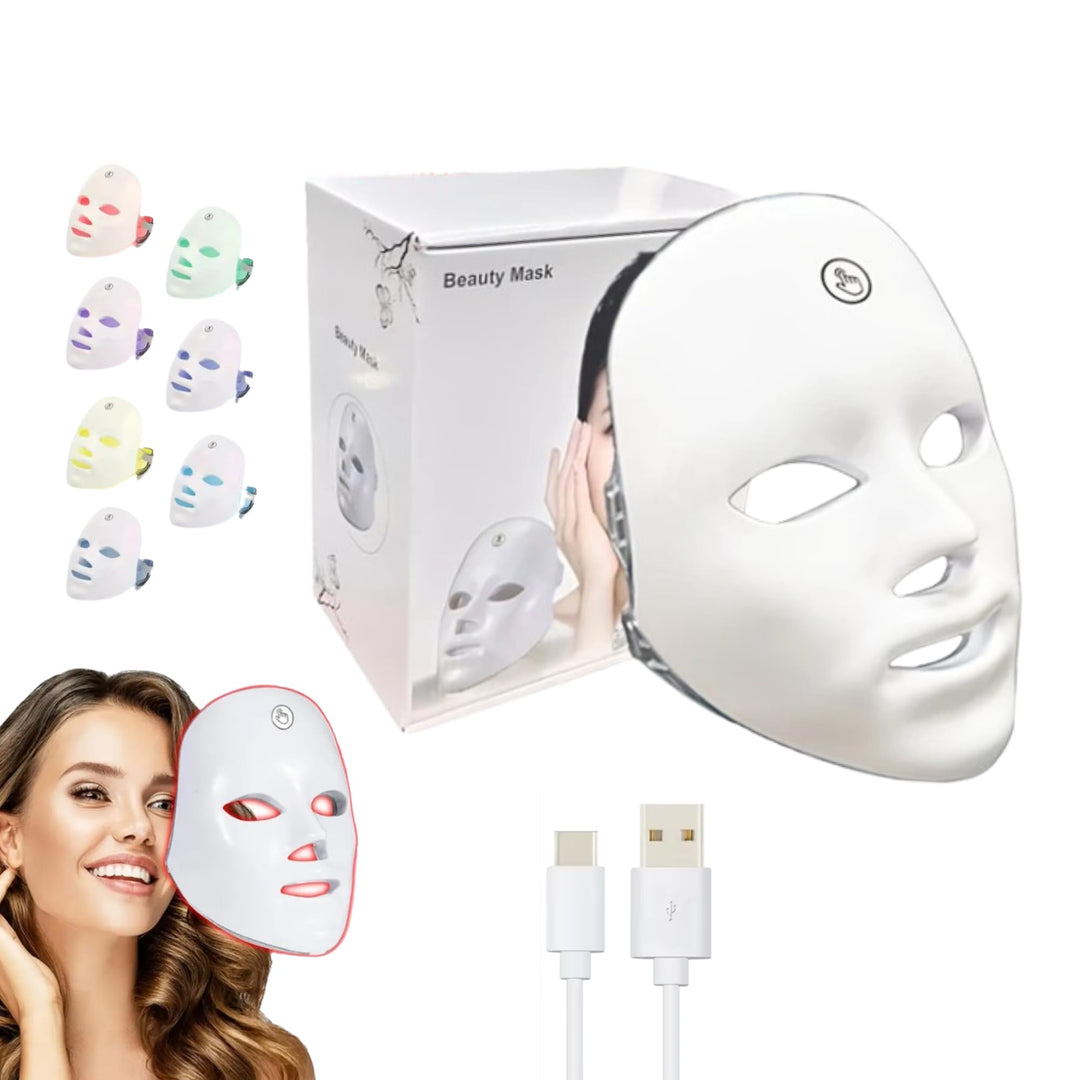 LED therapy mask with 7-colour light for skincare
