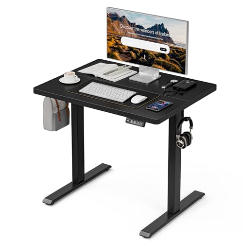 Height Adjustable Electric Standing Desk - 80 x 60 cm - Black - Two-Piece Desktop