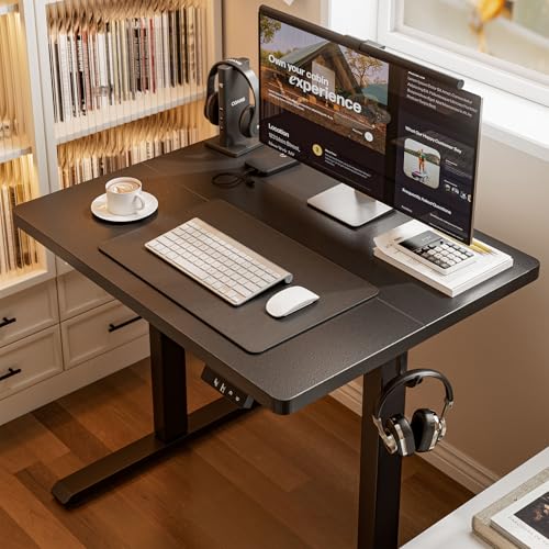 Height Adjustable Electric Standing Desk - 80 x 60 cm - Black - Two-Piece Desktop