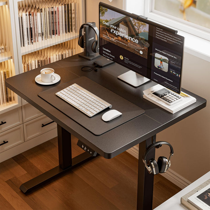 Height Adjustable Electric Standing Desk - 80 x 60 cm - Black - Two-Piece Desktop