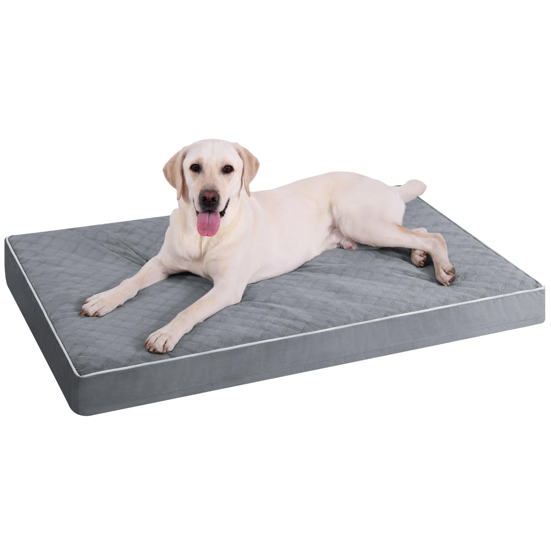 Orthopedic dog bed with removable cover in dark grey