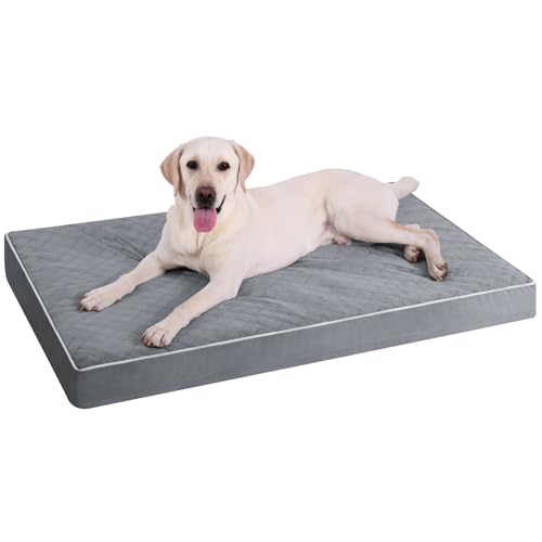 Orthopedic Dog Bed - Large Washable Crate Mattress - Dark Grey - 91x68x7cm