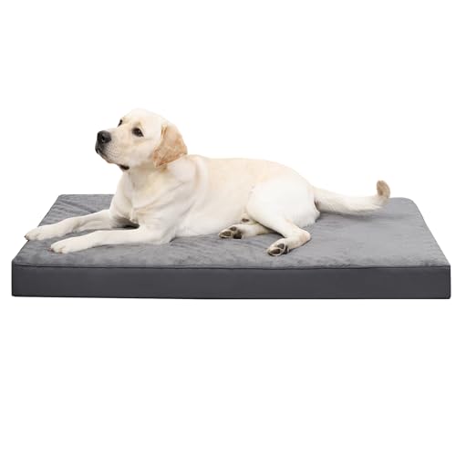 Large Orthopedic Dog Bed - Waterproof, Washable Cover, Dark Grey, 105x70cm