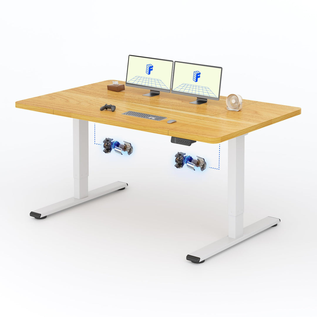 Electric standing desk with height adjustment and memory panel