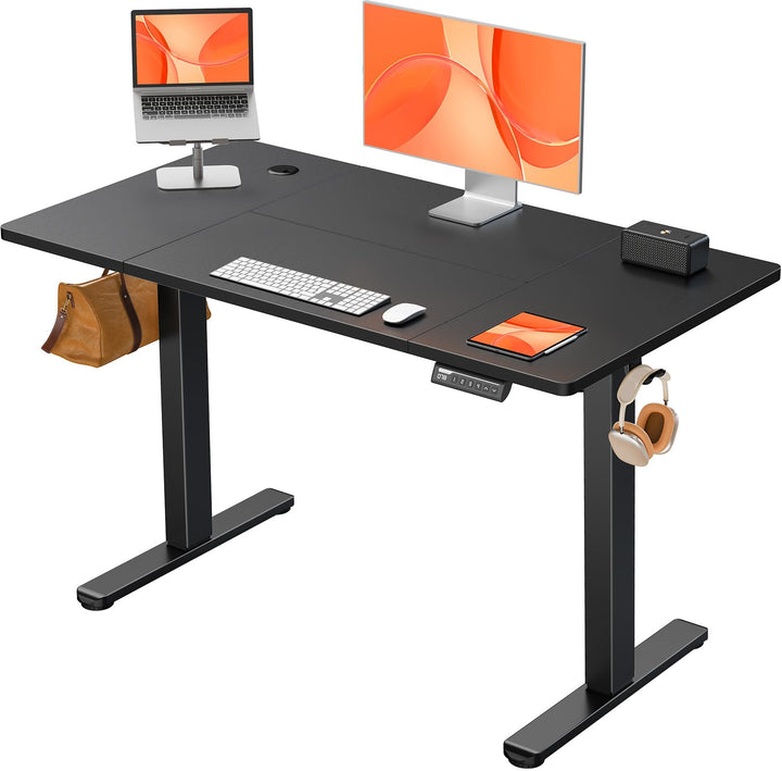 Electric standing desk with height adjustment and memory panel