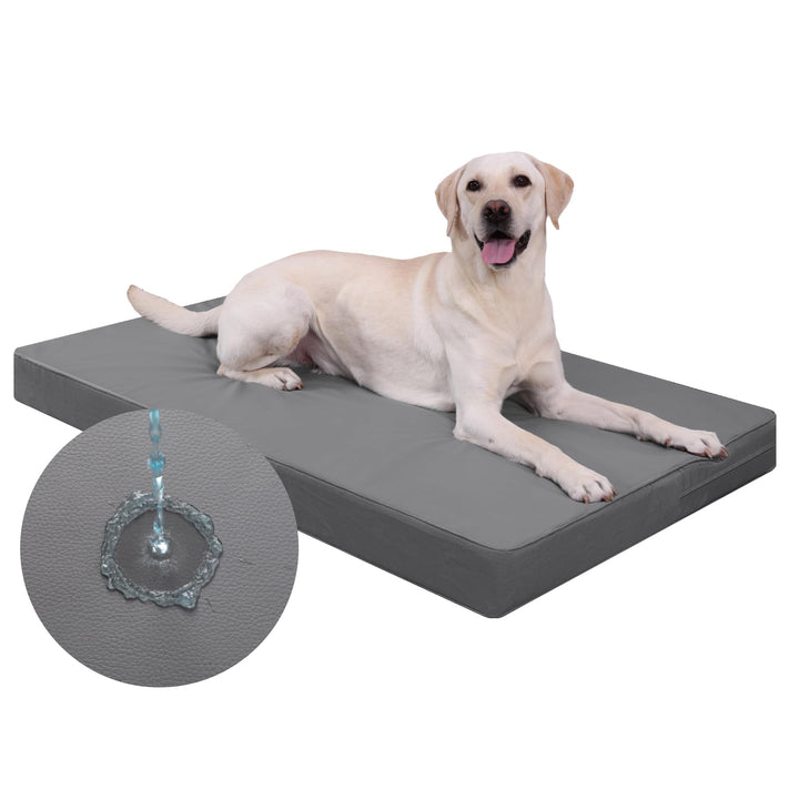 Waterproof orthopedic dog bed with removable cushion in grey