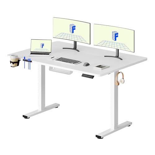 Electric Sit Stand Desk with Memory Panel - White - 140 x 60 cm