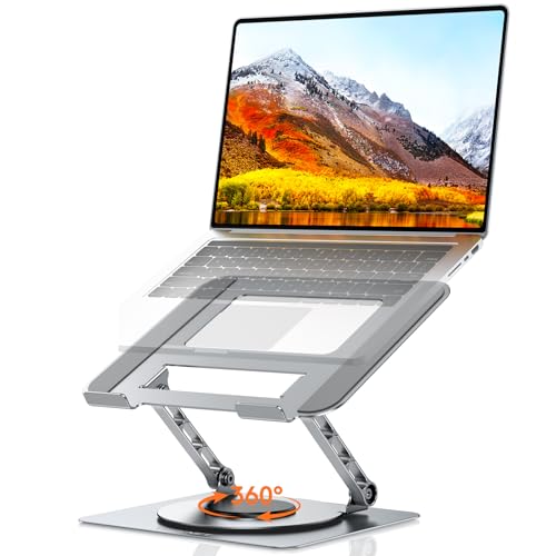 Ergonomic Laptop Stand with 360° Rotation and Cooling Ventilation - Silver