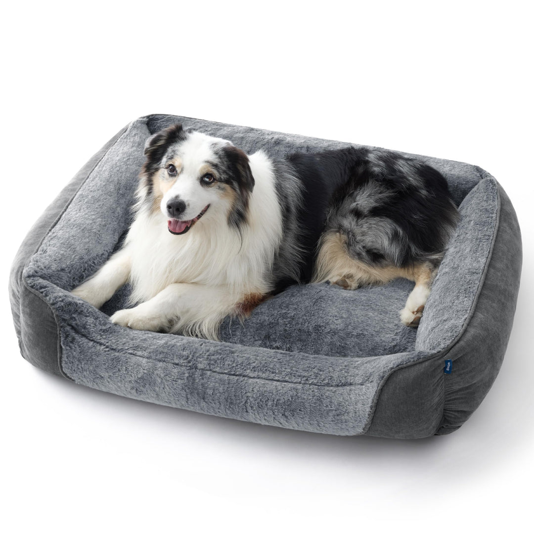 XL dog bed with orthopedic support in grey