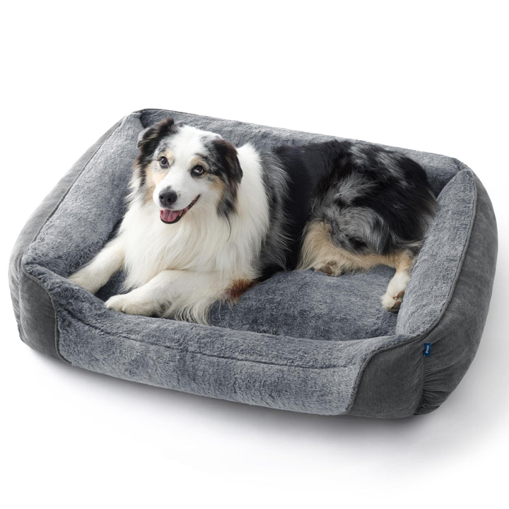 XL dog bed with orthopedic support in grey