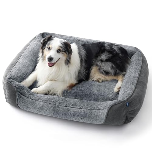 XL Dog Bed - Orthopedic Sofa Bed with Washable Cover in Grey