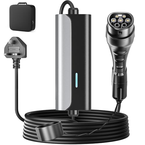 Electric Vehicle Charger Cable 6M 10A Type 2 to 3 Pin Plug - Portable Waterproof