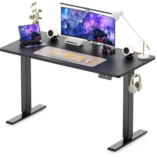 Electric Height Adjustable Standing Desk - Ergonomic Sit Stand Table - Black - 120x60 cm