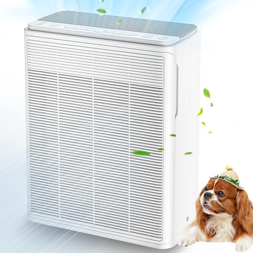 Air Purifier - H13 HEPA for Large Rooms Up to 2000 Sq Ft - Quiet Operation - White