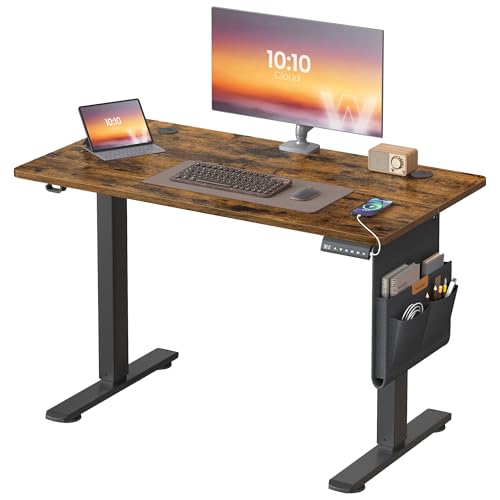 Height Adjustable Electric Standing Desk 100x60 - Rustic Brown - 4 Memory Heights