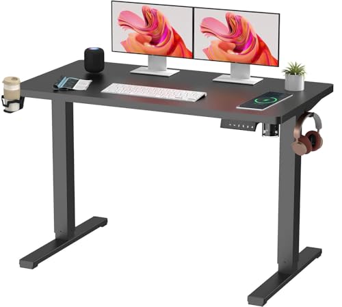 SANODESK Electric Standing Desk - Height Adjustable with Memory Panel - Black Frame