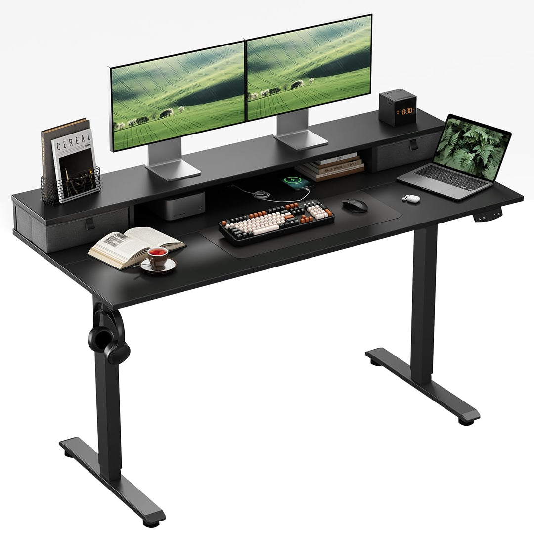 Klicelor height-adjustable desk with electric sit-stand feature in black