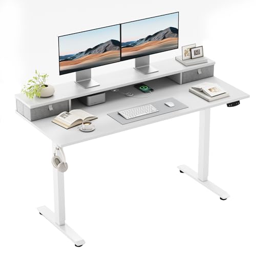 Klicelor Height-Adjustable Electric Sit-Stand Desk - 100 x 60 cm - White