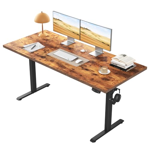 Klicelor Height-Adjustable Electric Office Desk - 120 x 60 cm - Brown