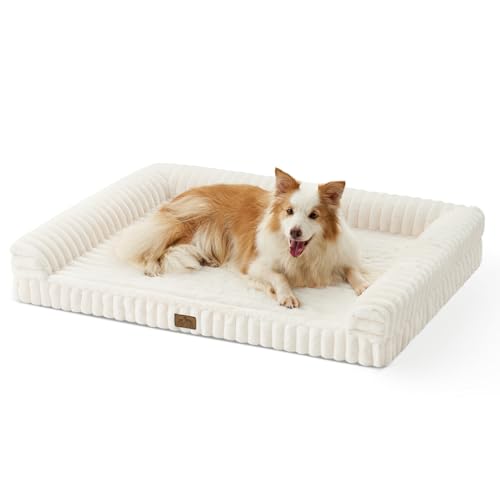 Washable Orthopaedic Dog Bed - Extra Large - Cream - Soft Faux Fur