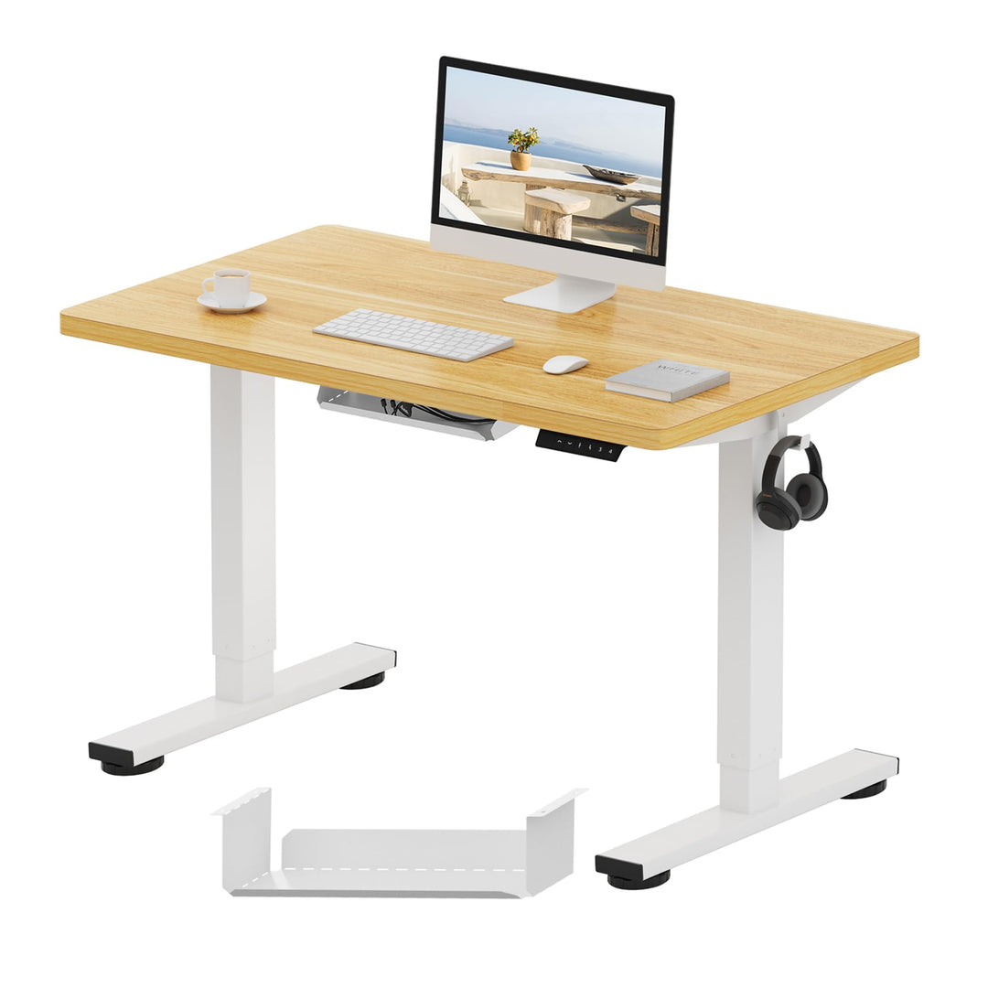 Electric standing desk with memory panel and maple desktop