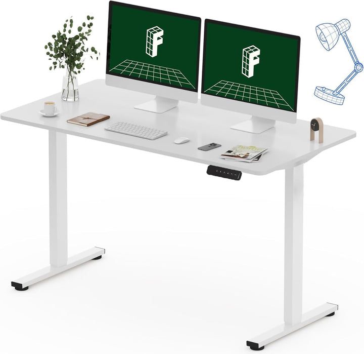 E1 Electric Standing Desk with memory panel and white finish